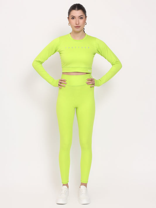 Premium Crop Top Yoga Set Yellow