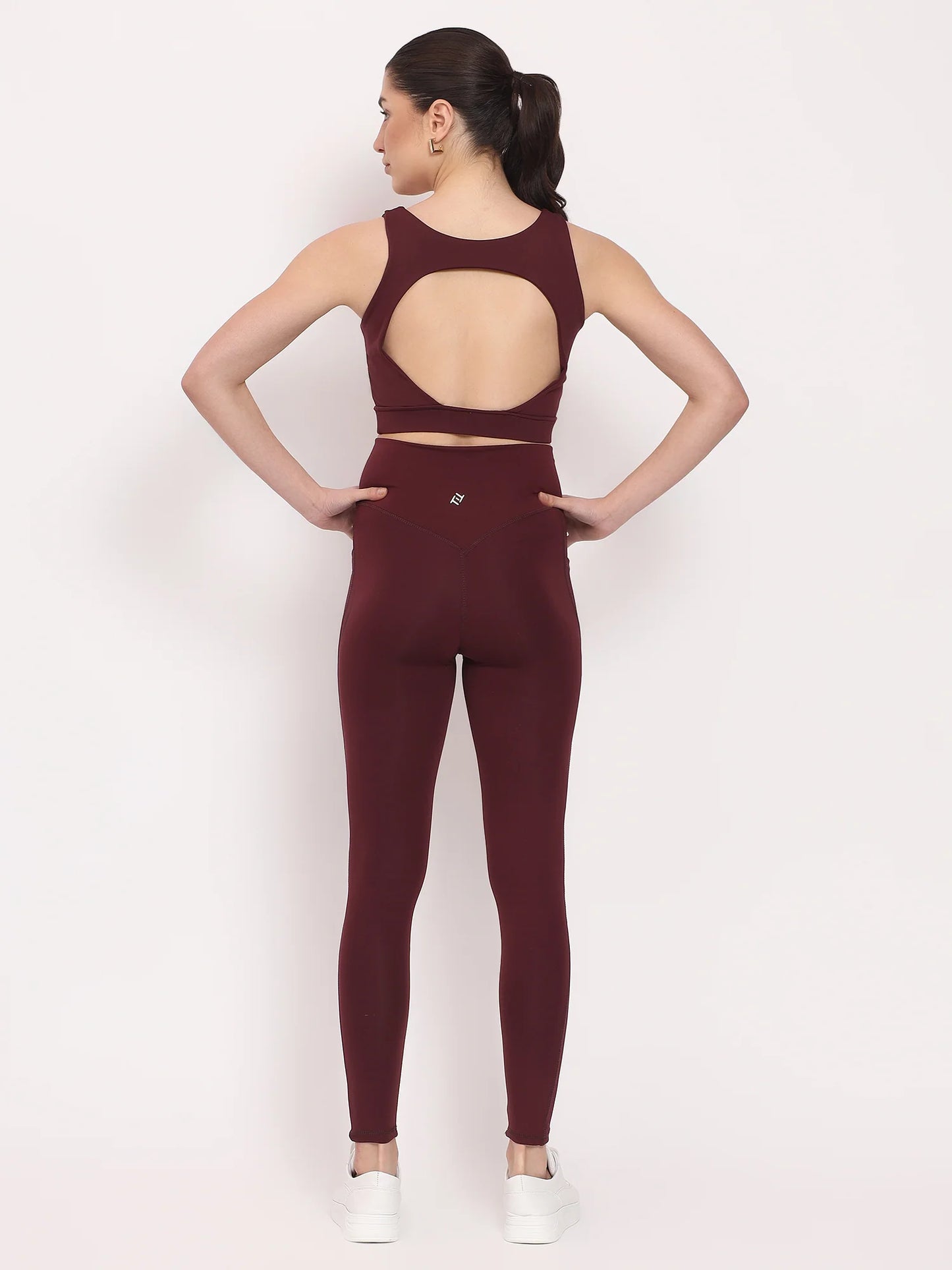 Luxe HollowBack Sexy Yoga Set Beige Brown