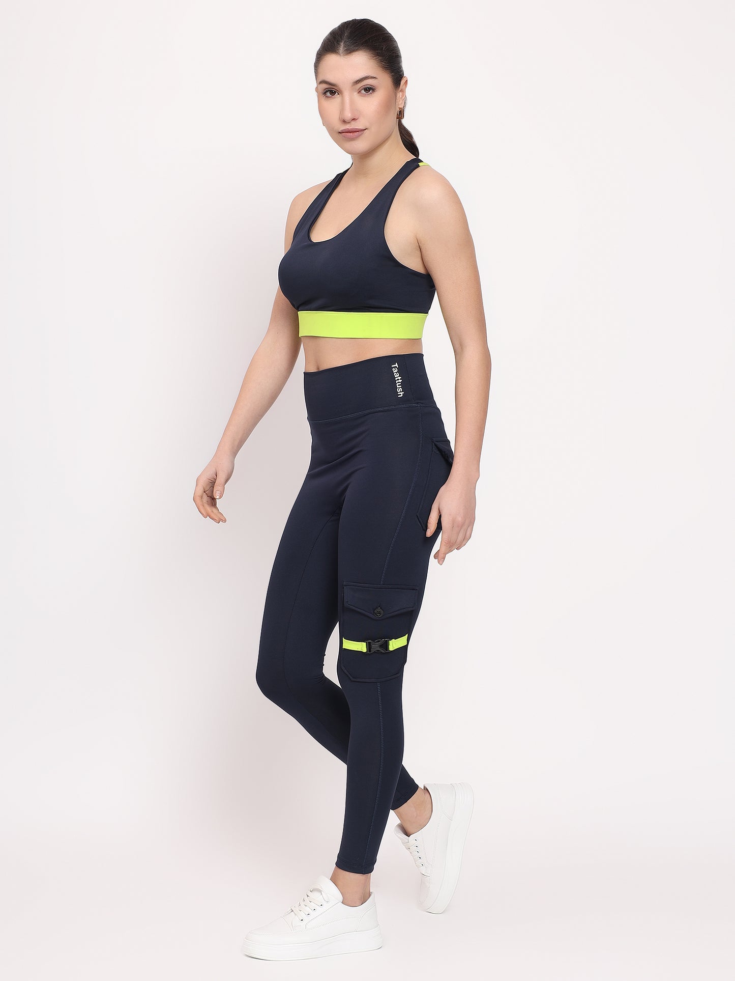 Premium Orange & Black 3-Pocket Joggers with Sports Bra Yoga Set