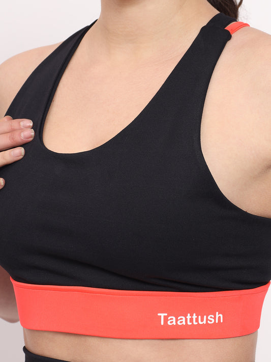 Premium Orange & Black 3-Pocket Joggers with Sports Bra Yoga Set Brown