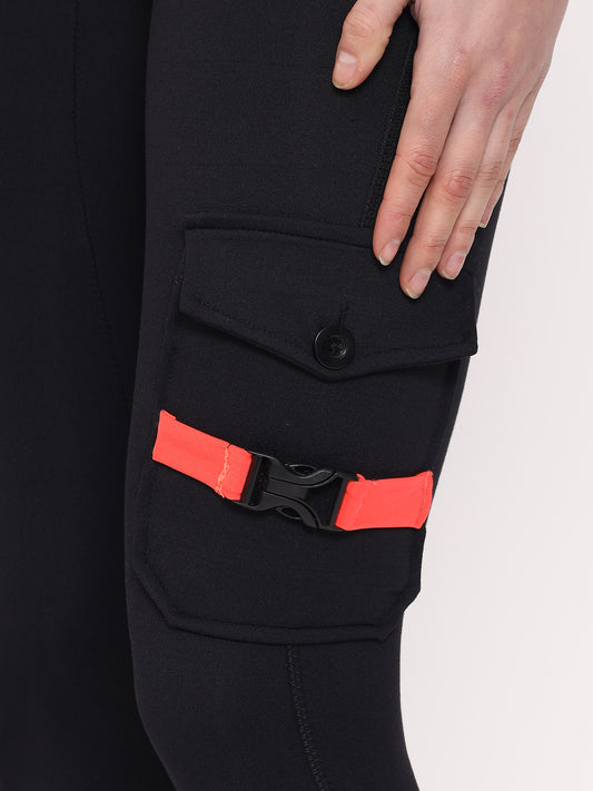 Premium Orange & Black 3-Pocket Joggers with Sports Bra Yoga Set Brown