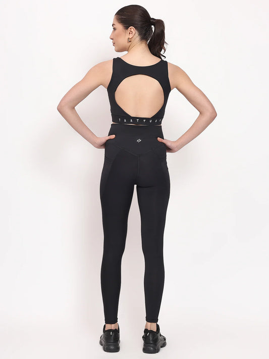 Luxe HollowBack Sexy Yoga Set Beige Black