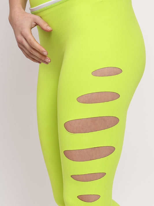 Core Premium Pink Hollow-Out Yoga Leggings with Bra Set yellow