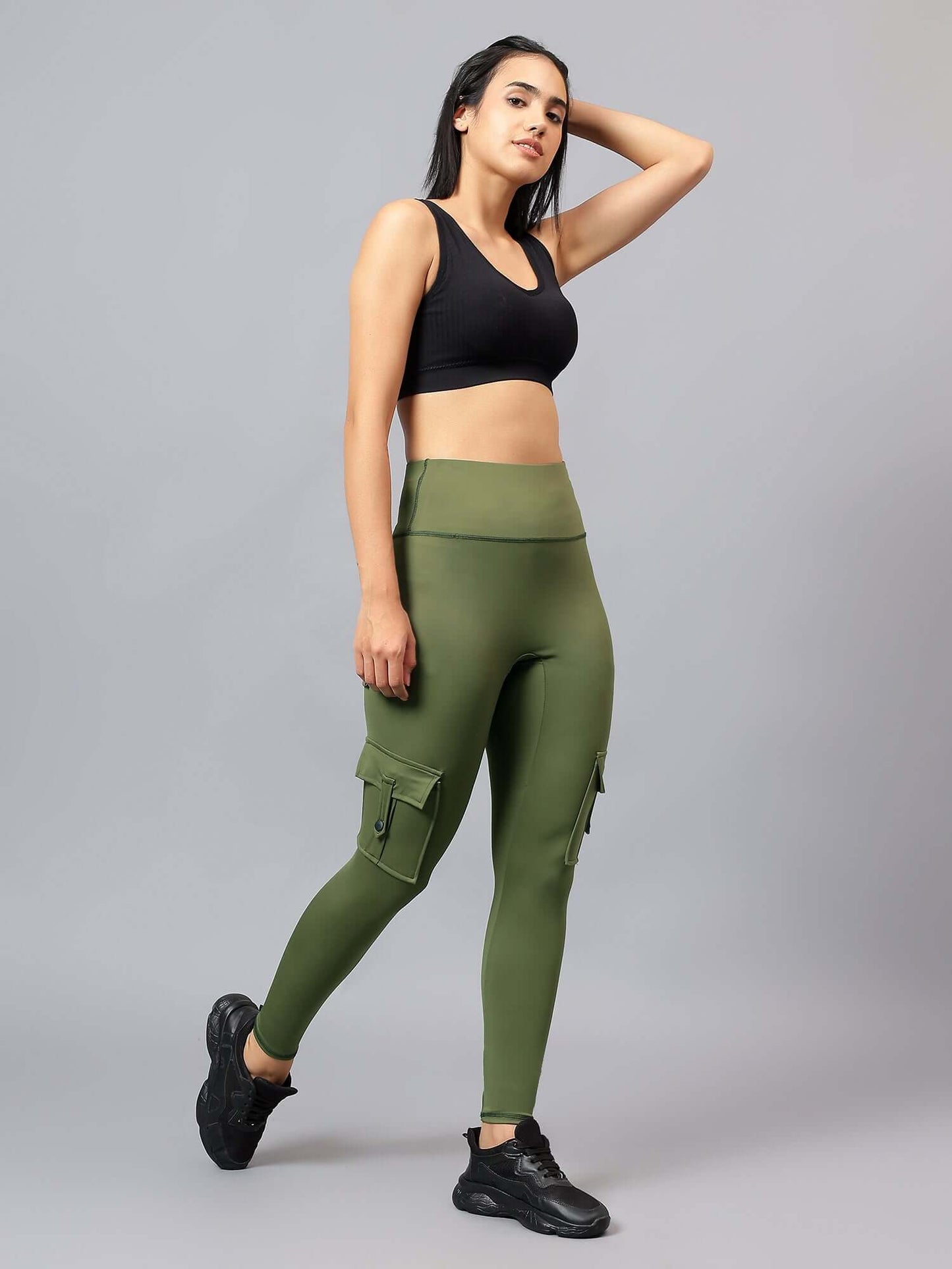 High Waist Out pocket yoga cargo joggers Workout gym booty scrunched butt Leggings push up leggings